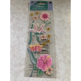 JOLEE'S A TOUCH OF JOLEE’S 3D STICKERS FLOWERS FLORAL PINK YELLOW GLITTER FLOWERS THICK