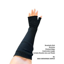 BSOS Orthopedic Stretchy Thumb Wrist Arm Brace Undersleeve, with Thumb Sleeve, 2 pieces, Under Cast | Stretchy Soft Protective Hand Sock, Stockinette, Protection Under Splints, Braces and Casts. Fingerless. Handwarmer, Arm Warmer, Most Sports, Stylish- 2