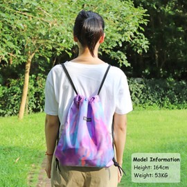 FenFang Gym Bag with Drawstring, Drawstring Bag, Sports Backpack, Small Gym Bag, Foldable, Drawstring Gym Bag, Sports Bag, Daypack with Zip, Inner Pocket for Women, purple