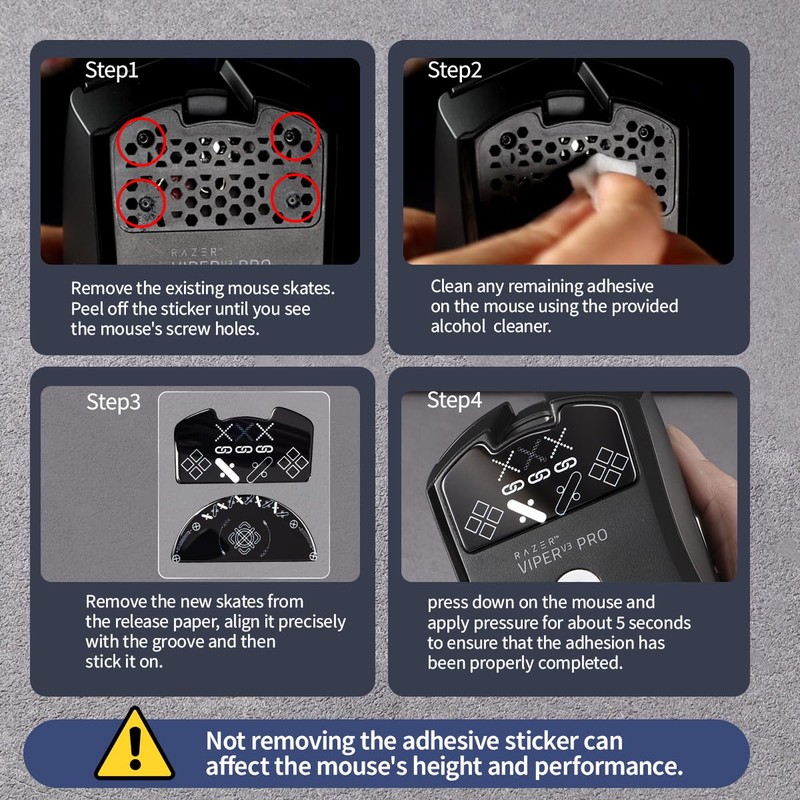 immoenuc Glass Mouse Skates for Razer Viper V3 Pro Mouse