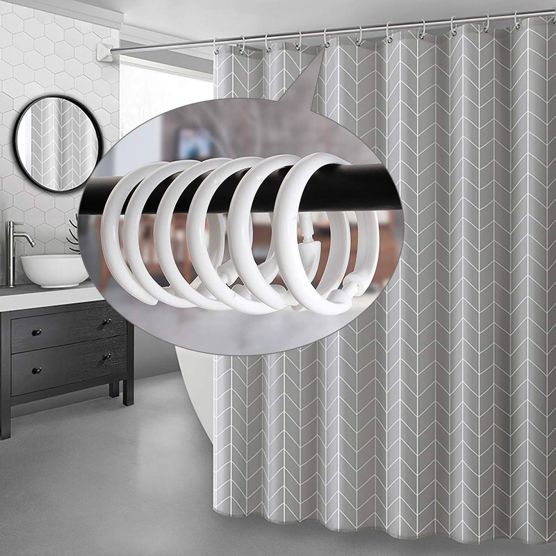 Qulable Shower Curtain Rings-12 Pack- Plastic Shower Curtain Hooks O-Shaped