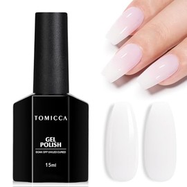 TOMICCA Esmalte De Uñas En Gel Blanco Lechoso, Color Nude Translúcido, De Fácil Remoción Con Luz Uv Para Manicura Francesa