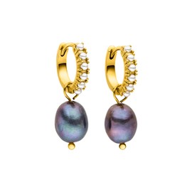 Purelei® - Pearly Women's Hoop Earrings - Stainless Steel 18K Gold-Plated / Rose / Silver - With Shimmering Keshi Beads & Glass Beads - Earrings Diameter 15 mm - Jewellery Unique Pieces, Stainless