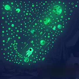 Estrellas Fluorescentes para Techo, 849 pzas Reutilizables y Autoadhesivas, Estrellas que brillan en la oscuridad, Kit de Planetas y Astronauta, Decoración de cuarto espacio para Recámara