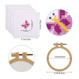 MWOOT 6 Pack Embroidery Cross Stitch Set, DIY Handmade Embroidery Cross Stitch Starter Kit, Handicraft Pre-Printed Starter Kit for Beginners and Children