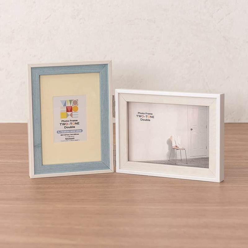 Nakabayashi F-TMS-111-2-B Two-Tone Resin Photo Frame, 2 Sides, Blue