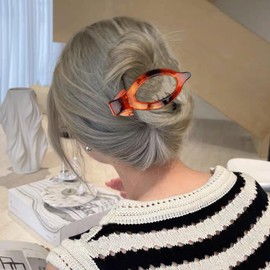 Velscrun Flat Hair Clips for Women Girls Thick Thin Hair, Amber Brown French Concord Large Alligator Duck Billed Hair Claw Clips, 4Pcs Varisized Matte Lay Down Side Hair Clips Hair Accessories