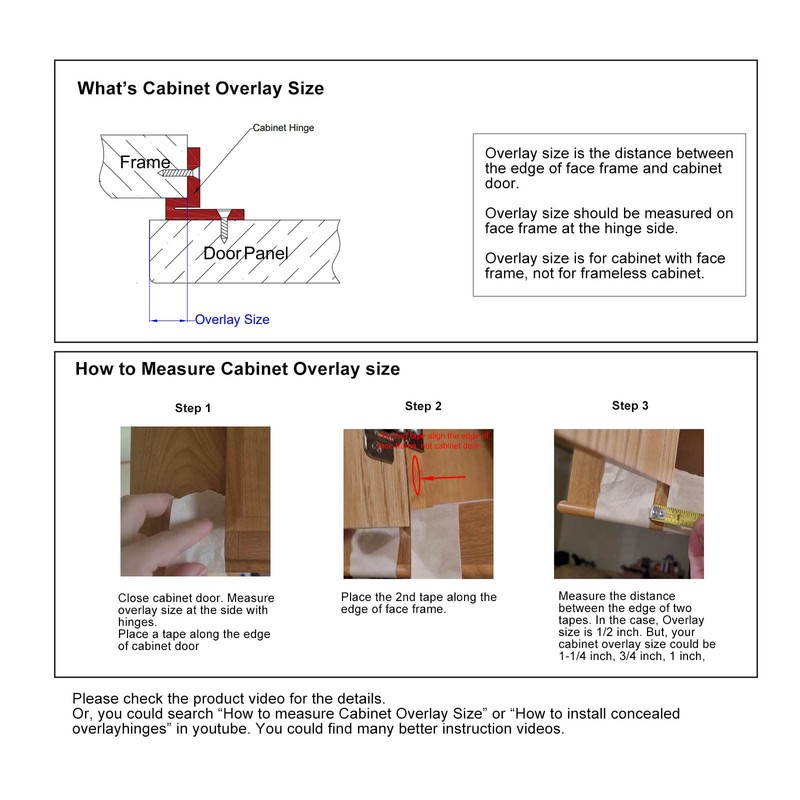 Vallecloud (4 Pack) 1-1/2 Inch Overlay Soft Close Cabinet Hinges,