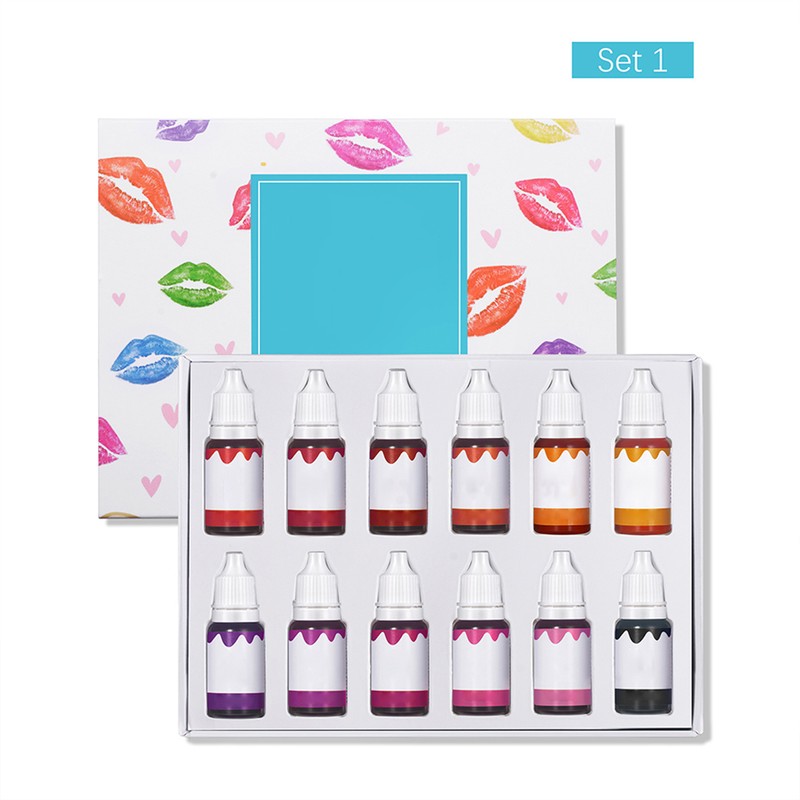 12 Bottles 10ml Lip Gloss Colorants DIY Liquid Pigment Lipgloss