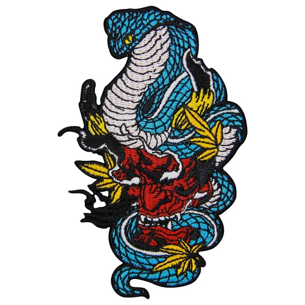 Zegin The King Cobra Hannya Oni Mask Patch Embroidered Applique