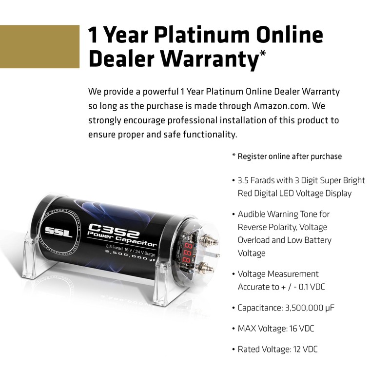 Sound Storm Laboratories C352 Car Audio Capacitor – 3.5 Farad,