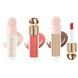 Newvenper Contorno Líquido, Iluminador + Rubor Líquido, Set de 3 Piezas con Aplicador Facial, Duradero y Fácil de Aplicar, Adecuado para Todo Tipo de Piel, Portátil y Crea un Efecto 3D