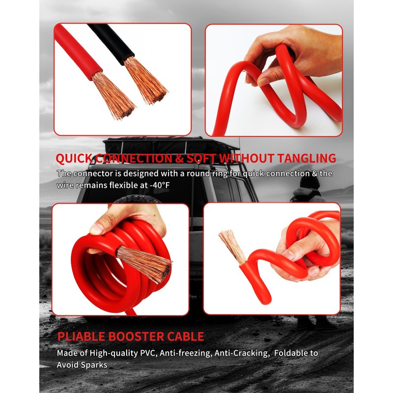 NOONE Jumper Cables for Car Battery, Heavy Duty Automotive Booster