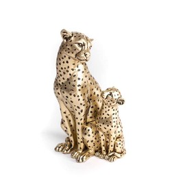 Rocking Gifts Leopard Mother and Son Gold Polyresin Decorative Figurine 25cm