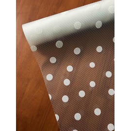 Shelf liners for Kitchen Cabinets Non-adhesive Cabinet Liner for Shelves Fridge Liners for Refrigerator Liners Pantry Bathroom Drawer Liners for Dresser Clear Waterproof Non-slip White Dots 11.8”x118”