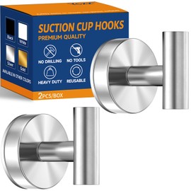 Ycxz Suction Cup Hooks for Shower,Bathroom,Kitchen,Window,Glass Door,Mirror,Tile,15LB Heavy Duty No-Drill Bath Robe Hook for Hanging Loofah,Towel,Coat,Cloth,Wreath