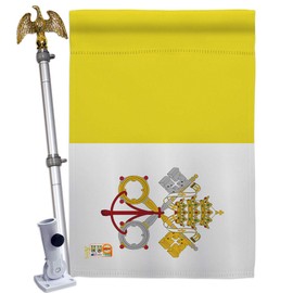Americana Home & Garden HS140251-BO-02 Vatican City World Nationality Decorative Vertical House Flag Set, 28"x 40" w/Flagpole, Multi-Color