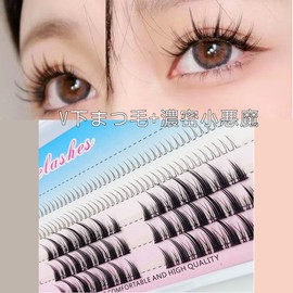 Splendorflying False Eyelashes, Split Type, Reusable, Long Lasting, Natural, Waterproof, Devil, 3 Types, Beginners Set, Natural Eyelashes, Popular, Handmade False Eyelashes (V Lower Eyelashes + Dense