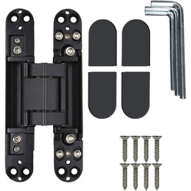 Ranbo 6 x 2.5 x 1 inch Zinc Alloy/Aluminum Alloy Material Heavy Duty Invisible/Concealed/Hidden 3 Way Adjustable Butt Hinge Suitable for Commercial Residential Industrial Door (6 inch Black)