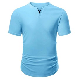 Mancozy Mens Shirts Fashionable Hip-Hop Popular Short-Sleeved Shirt Tee Comfortable Breathable Men's Top 3X-Large Blue