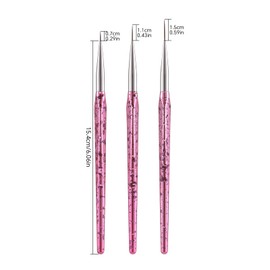 KADS 3 Pcs Nail Art Liner Brush Set 6mm 9mm 12mm Professional Nail Detail Brushes with Electroplated Pink Handle Nylon Hair for Acrylic Gel Painting Manicure, Nail Design, DIY Nail Tools (Pink)
