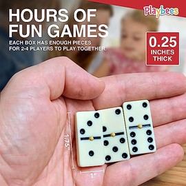 Playbees - Juego de dominó doble de seis dominó, 28 azulejos clásicos en funda de piel sintética, divertido juego de dominó adultos y niños, kit de aula, juego clásico