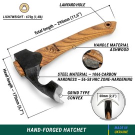 BeaverCraft Forged Adze Axe Wood Carving - Curved Woodworking Adze AX2 with Wooden Handle for Bowl Gutter - Spoon Carving Tool - Whittling Tools, Hatchet