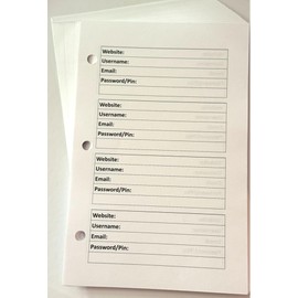 A5 Password Refill Pages for 3-Ring Binder 8.5 x 5.5-50 Double-Sided Sheets (100 Pages) Large Print 3-Hole Punched, Perfect for Easy Password Management