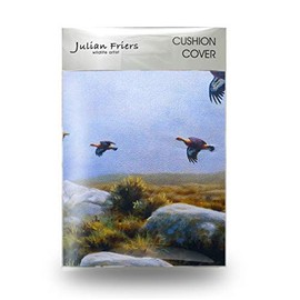 Cushion Cover with Red Grouse over Moorland Artwork by Julian Friers - 42cm x 42cm