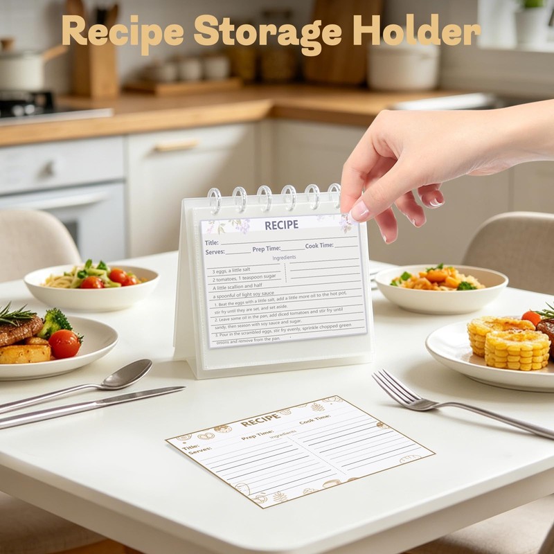 ATCYMI Recipe Holder Organizer Binder with 20 Double-sided Plastic Sleeves