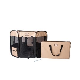 Armarkat Model PP003BGE-M Portable Pet Playpen in Black and Beige Combo, Medium