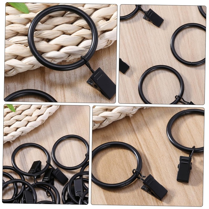 GRIRIW 40pcs Curtain Rings with Clips Drapery Rings for Easy