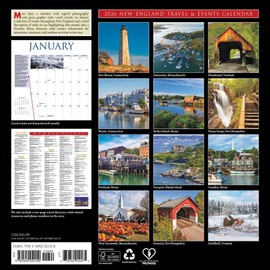 Willow Creek Press, New England Travel and Events 2026 Wall Calendar, 12'' X 12'', 18-Month Calendar with Stapled Binding