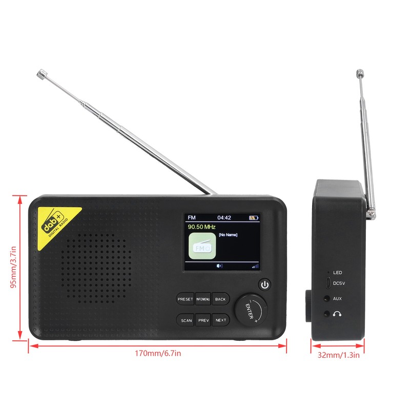 Portable Home DAB+ Digital Radio DAB Radio Lightweight Rechargeable Home