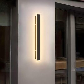 Mikeru 23.6inch Outdoor Wall Light Fixtures, 3000k-6000k Three Colors Switchable Modern Exterior Wall Sconces Acrylic Invisible Outdoor Lights for Porch Modern Outdoor Wall Mount Lighting for House