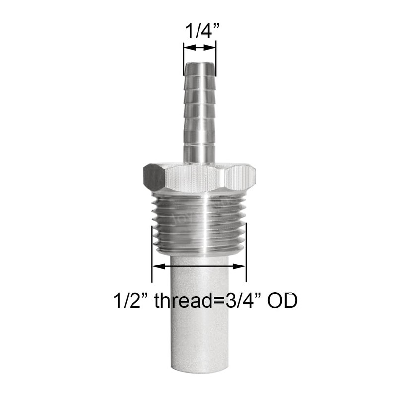 Joywayus 0.5 Micron Stainless Steel Aeration Stone Inline Oxygenation Diffusion