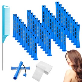 40 PCS Perm Rods 30 PCS Perm Papers Rat Tail Comb Blue, Perm Rollers Short Cold Wave Rods Perming Rods Rollers Curlers With Perming Kit for Hairdressing Styling Supplies for Long & Short Hair Or DIY