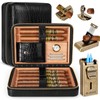 Usewire Cigar Humidor, Leather Cigar Case with Cigar Lighter, Built-in