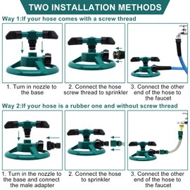 ZHMEINA 2Pcs Sprinklers for Yard, Automatic 360° Rotating Lawn Sprinkler, Garden Water Sprinklers for Lawns, Large Area Coverage Lawn Irrigation System, Yard Sprinkler for Lawns and Gardens Plant