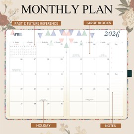 2026 Diary - A5 Diary 2026 Week to View for Efficient Planning, Jan' 2026 - Dce' 2026, with Colorful Flower Hardcover, Elastic Closure & Pen Loop, Inner Pocket, Pink