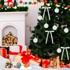 64 Pcs Christmas Ornament Plush Sequins Balls Bows, Black,White