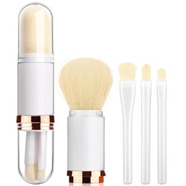 Mini Pinceles Set Maquillaje, 4 en 1Juego de brochas de maquillaje retráctiles, Juego de Brochas de Maquillajede viaje, Conjunto de Maquillaje Pinceles Portátil de Viaje