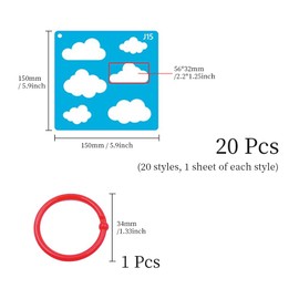 ONEBO 20 Pcs Geometric Pattern Stencils,Reusable Template,Simple Shapes Colorful Drawing Stencils,for Home Decor DIY Craft Art Gift (Coloured)