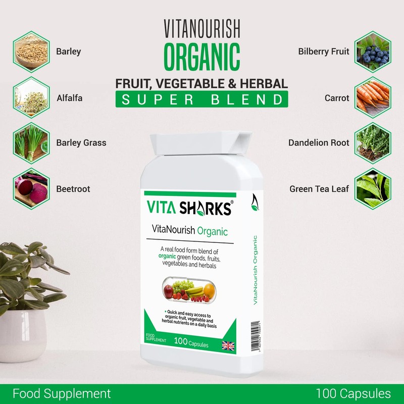 VitaNourish Organic. Nutrient-Dense Potent Vegan Whole Food Supplement for Total