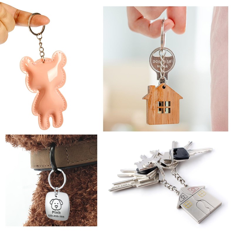 AiQInu Pack of 100 25 mm Key Rings with Chain,