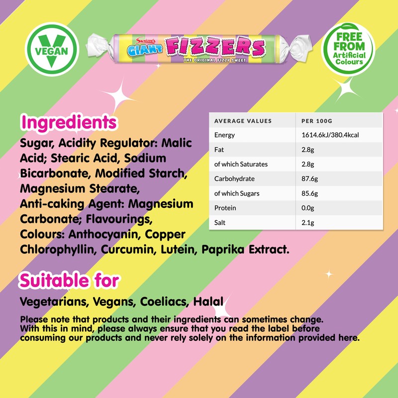 Swizzels Giant Original Fizzers Sweet 24 Rolls in Box