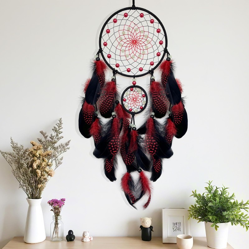 SOYUZU Red and Black Dream Catcher Luminous Dream Catchers for