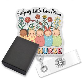 AGMDESIGN Helping Little Ones Bloom NICU Nurse Badge Reel Retractable Alligator Clip, Funny Badge Reel for Neonatal Nurse Pediatrician NICU Doctor Baby Care Specialist, NICU Nurses Gifts