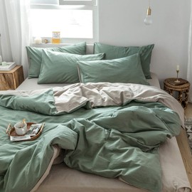 GETIYA Modern Plain Bed Linen Premium Washed Cotton Duvet Cover for Children Teen Adults Hotel Quality Bedding