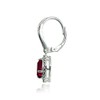 Sterling Silver Created Ruby Round Oxidized Rope Dangle Leverback Earrings
